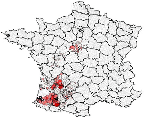 mapa invernada francia de paloma torcaz