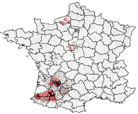 mapa invernada francia de paloma torcaz